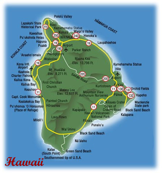 Hawaiian honeymoons, The Big Island, overview, activities, photos, map