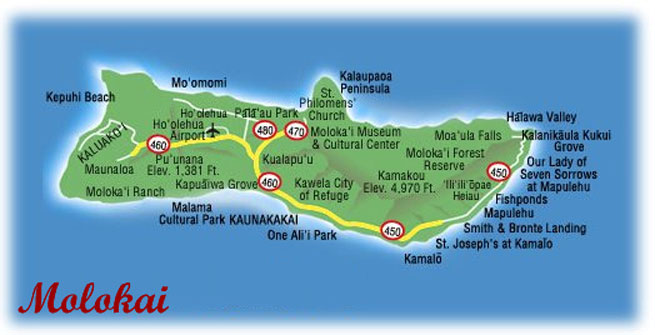 Map Of Molokai Hawaii Hawaiian Honeymoons, Molokai, Overview, Activities, Photos, Map